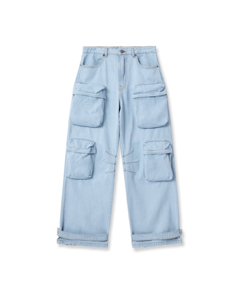 Insane® Cargo Denim Pants - Light Blue