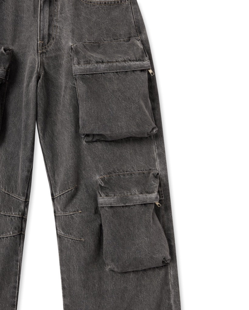 Insane® Cargo Denim Pants - Dark Grey